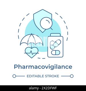 Pharmacovigilance soft blue concept icon Stock Vector