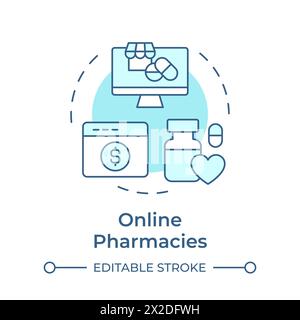 Online pharmacies soft blue concept icon Stock Vector