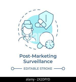 Post-marketing surveillance soft blue concept icon Stock Vector