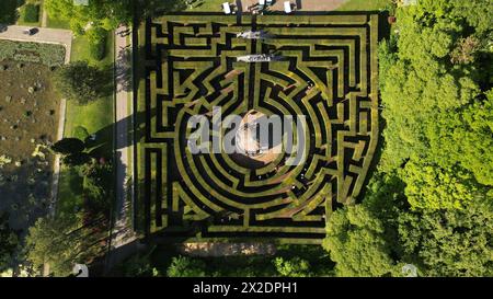 Aerial view Beautiful labyrinth in the park Sigurta Garden Park. Valeggio sul Mincio is a comune in Italy, located in the province of Verona, Venice r Stock Photo