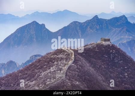 Beijing, China. 10th Apr, 2024. This photo taken on April 10, 2024 shows the scenery of the Jiankou section of the Great Wall in Beijing, capital of China. Credit: Chen Zhonghao/Xinhua/Alamy Live News Stock Photo