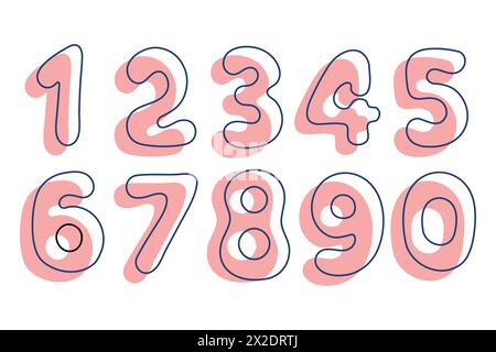 set of mathematics outline, numbers on a transparent background, drawn ...
