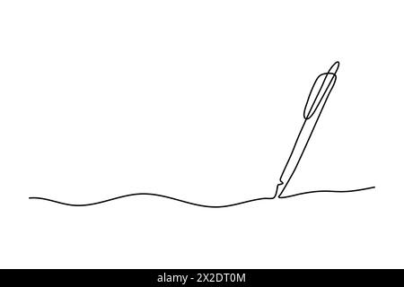 One continuous pen drawing of wave writing with thin stroke. Pencil symbol of learning and education concept in simple linear style. . Doodle vector i Stock Vector