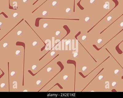 Seamless pattern with golf clubs and balls. Golf putter and a golf ball in a minimalist style. Design for typography, banners and posters, promotional Stock Vector