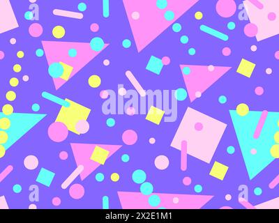 Geometric seamless pattern with memphis elements in 80s style. Colorful geometric pattern. Design of promotional products, wrapping paper and printing Stock Vector