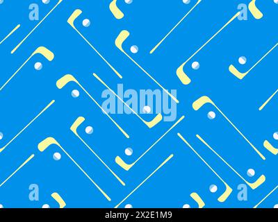 Seamless pattern with golf clubs and balls. Golf putter and a golf ball in a minimalist style. Design for typography, banners and posters, promotional Stock Vector