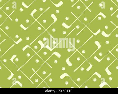 Seamless pattern with golf clubs and balls. Golf putter and a golf ball in a minimalist style. Design for printed, banners and posters, promotional it Stock Vector