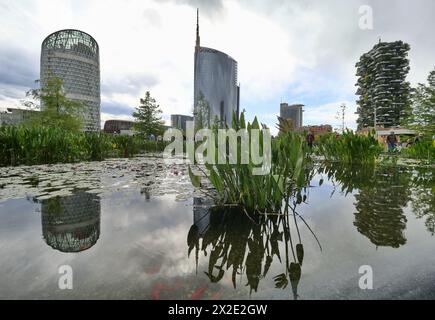 BAM library of trees, new modern park in Porta nuova district, Milan, Lombardy, Italy Stock Photo