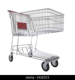 Empty shopping cart isolated on white background. 3d render Stock Photo