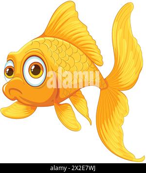 Brightly colored cartoon goldfish with big eyes Stock Vector