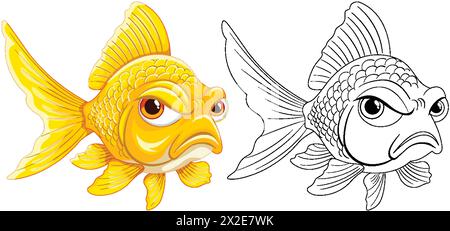 Two cartoon fish with expressive faces underwater Stock Vector Image ...