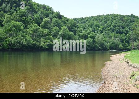 River bank in Ozark mountains in Arkansas Stock Photo