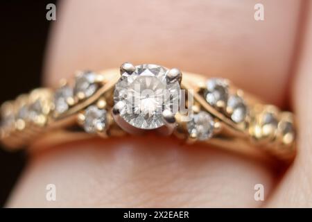 A radiant diamond ring symbolizing eternal love Stock Photo