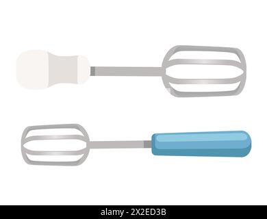 Two hand held metal whisk for bakery vector illustration isolated on white background Stock Vector