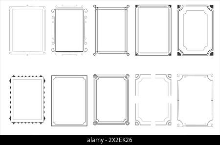 Vector illustration set of decorative frames. Vintage framing for invitations and postcards Stock Vector