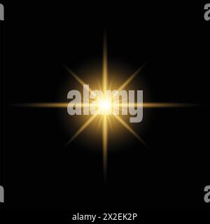 Transparent sunlight and sunbeams. Lens flare light effect. Sun rays overlay Stock Vector