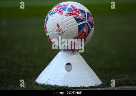 Official Mitre match ball of the Emirates FA Cup - Coventry City v Manchester United, The Emirates FA Cup Semi Final, Wembley Stadium, London, UK - 21st April 2024 Stock Photo