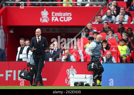 Manager of Manchester United, Erik ten Hag - Coventry City v Manchester United, The Emirates FA Cup Semi Final, Wembley Stadium, London, UK - 21st April 2024 Stock Photo