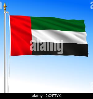United Arab Emirates, official national waving flag, asiatic country, vector illustration Stock Vector