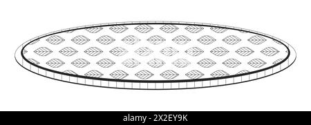 Round carpet leaf pattern black and white 2D line cartoon object Stock Vector