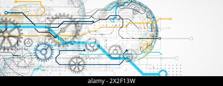 Abstract technology concept. Circuit board, high computer color background. Vector illustration with space for content, web - template, business tech Stock Vector