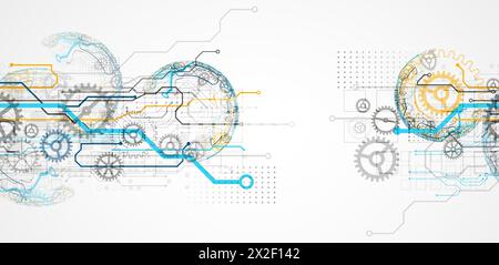Abstract technology concept. Circuit board, high computer color background. Vector illustration with space for content, web - template, business tech Stock Vector