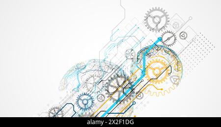 Abstract technology concept. Circuit board, high computer color background. Vector illustration with space for content, web - template, business tech Stock Vector