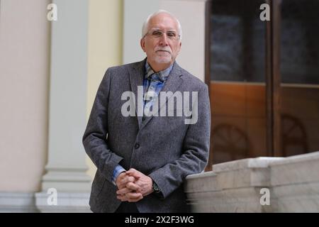 Madrid, Spain. 22nd Apr, 2024. The writer and winner of the Cervantes Prize 2023, Luis Mateo Diez, during a meeting with the media at the National Library of Spain, on 22 April, 2024 in Madrid, Spain (Photo by Oscar Gonzalez/Sipa USA) Credit: Sipa USA/Alamy Live News Stock Photo