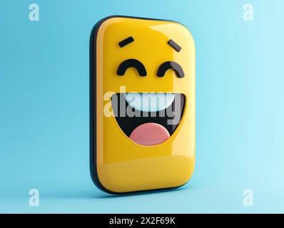 Neon emoji face. Computer generated 3d render Stock Photo - Alamy