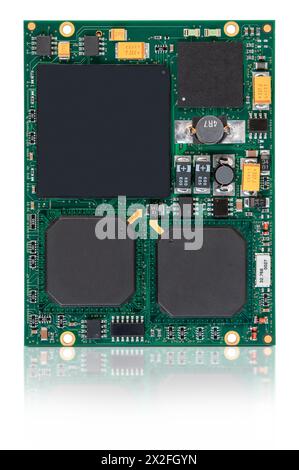 Close-up of an embedded CPU module, processor and DRAM module with ...