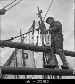 BELGIAN FISHERMEN IN BRIXHAM DEVON ENGLAND UK JULY 1944 A Group belgian-fishermen-in-brixham-devon-england-uk-july-1944-a-group