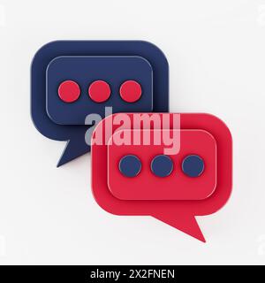 Abstract Speech Bubble Icons on a white background. 3d Rendering Stock Photo