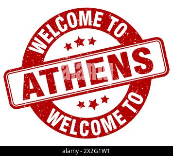 Welcome to Athens stamp. Athens round sign isolated on white background Stock Vector