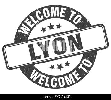 Welcome to Lyon stamp. Lyon round sign isolated on white background Stock Vector