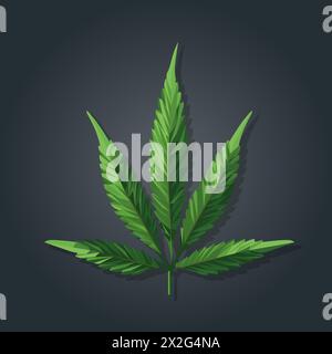 Polygonal vector illustration of a cannabis plant. A marijuana plant. On a gray background. Stock Photo