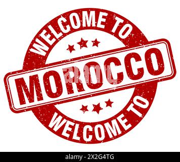 Welcome to Morocco stamp. Morocco round sign isolated on white background Stock Vector