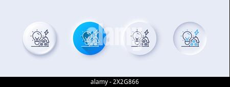 Building energy line icon. House electric power sign. Line icons. Vector Stock Vector