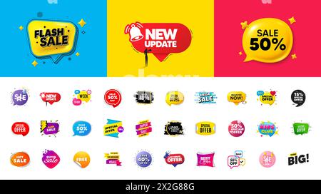 Offer discount tag banners. Price deal sale stickers. Best special offer tags. Flash sale bubble coupon. Vector Stock Vector