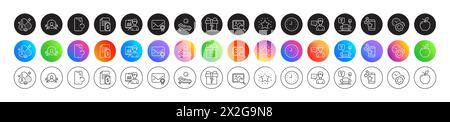 Business targeting, Smartphone recovery and Apple line icons. For web app, printing. Round icon buttons. Vector Stock Vector