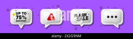 Up to 75 percent discount. Sale offer price sign. Offer speech bubble 3d icons. Vector Stock Vector
