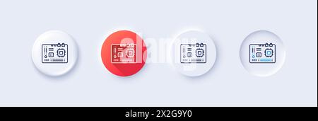 Motherboard line icon. Computer component hardware sign. Line icons. Vector Stock Vector