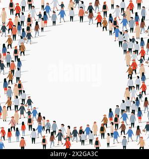 Large group of people in the shape of circle. Vector illustration Stock Vector