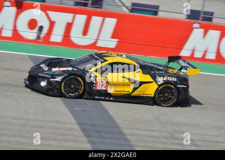 Imola, 21 April 2024: Corvette in action at WEC FIA World Endurance Championship in Imola, Italy. The series features multiple classes of cars competi Stock Photo
