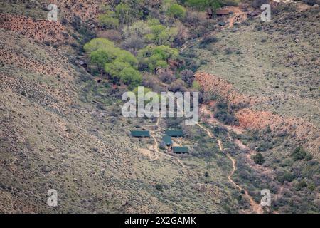 Havasupai Gardens, formerly called Indian Garden, along the Bright Angel Trail at the bottom of the Grand Canyon National Park in Arizona Stock Photo