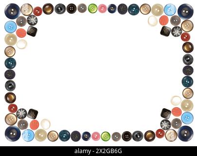 many different buttons isolated on white frame collage Stock Photo