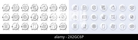 Time management, Shield and Cloud computing line icons. For web app, printing. Line icons. Vector Stock Vector