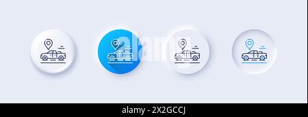 Car place line icon. Transport location pin sign. Line icons. Vector Stock Vector