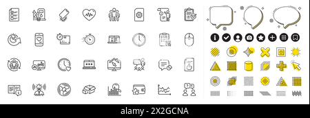 Set of Voting ballot, Qr code and Computer mouse line icons for web app. Pictogram icon Vector Stock Vector