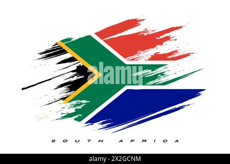 South Africa Flag with Brush Paint Style and Halftone Effect. South ...