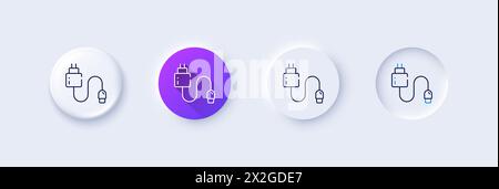 Charging cable line icon. Mobile accessories sign. Line icons. Vector Stock Vector